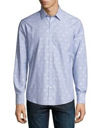Zachary Prell Tonal Dot Print Long Sleeve Sport Shirt Light Blue