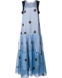 Light Blue Polka Dot Silk Dress