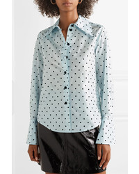 Marc Jacobs Polka Dot Flocked Silk Taffeta Shirt