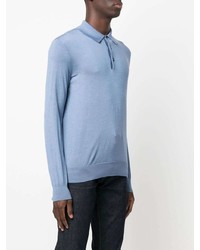 Zegna Long Sleeve Cashmere Silk Polo Shirt