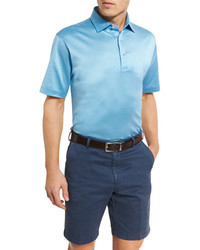 Peter Millar Barris Birdseye Cotton Lisle Polo Shirt Blue
