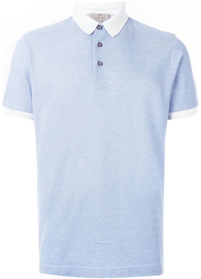 blue polo shirt white collar