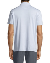 Vince Cotton Blend Short Sleeve Polo Shirt Light Blue