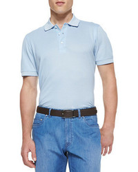 Brioni Cottonsilk Polo Shirt Light Blue