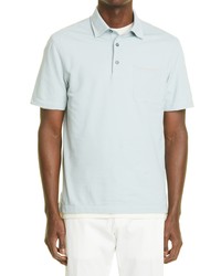 Zegna Essential Cotton Pique Pocket Polo In Br Blu Sld At Nordstrom