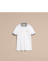 Burberry Fitted Cotton Polo Shirt With Tonal Trim