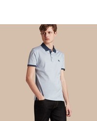 Burberry Fitted Cotton Polo Shirt With Tonal Trim