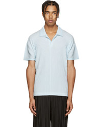 Homme Pliss Issey Miyake Blue Pleated Polo