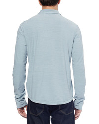 James Perse Long Sleeved Slub Cotton Jersey Polo Shirt