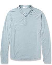James Perse Long Sleeved Slub Cotton Jersey Polo Shirt