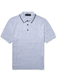 rag & bone Lucas Contrast Tipped Knitted Mlange Cotton Polo Shirt