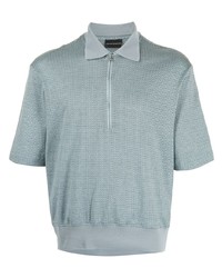 Emporio Armani Micro Pattern Zipped Polo Shirt