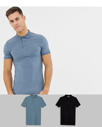 ASOS DESIGN Muscle Fit Short Sleeve Jersey Polo 2 Pack Save