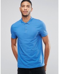 Asos Pique Polo Shirt In Blue