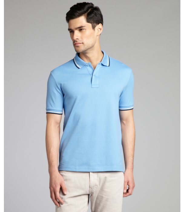 Prada Light Blue Cotton Piqu Short Sleeve Polo Shirt | Where to buy