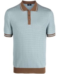 Barba Ribbed Knit Cotton Polo Shirt