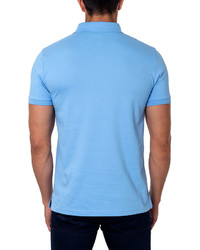 Jared Lang Short Sleeve Cotton Blend Polo Shirt Light Blue