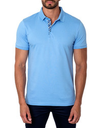 Jared Lang Short Sleeve Cotton Blend Polo Shirt Light Blue