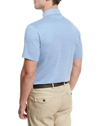 Ermenegildo Zegna Short Sleeve Pique Polo Shirt Light Blue