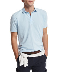 Brunello Cucinelli Short Sleeve Pique Polo Shirt Powder Blue