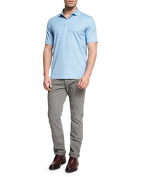 Ermenegildo Zegna Short Sleeve Polo Shirt Sky Blue
