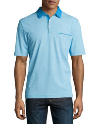 Thomas Dean Solid Knit Pocket Polo Shirt Dark Blue