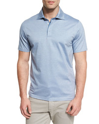 Ermenegildo Zegna Stretch Cotton Polo Shirt Light Blue