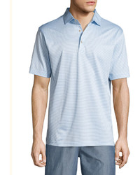 Peter Millar Striped Cotton Polo Shirt Light Blue