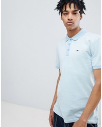 Tommy Jeans Summer Oxford Polo Flag Logo In Light Blue