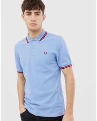 Fred Perry Twin Tipped Polo In Light Blue