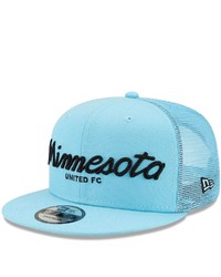 New Era Light Blue Minnesota United Fc Script Trucker 9fifty Snapback Hat