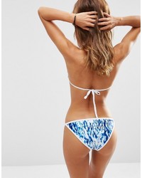Asos Collection Blue Ripple Print Tanga Bikini Bottom