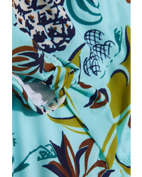 Anna Sui Printed Knot Front Bandeau Bikini Sky Blue