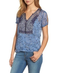 Lucky Brand Lucly Brand Mixed Scarf Print Top