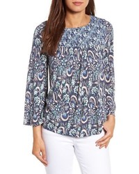 Lucky Brand Mix Print Smocked Top