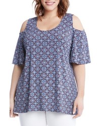 Karen Kane Plus Size Medallion Print Cold Shoulder Top