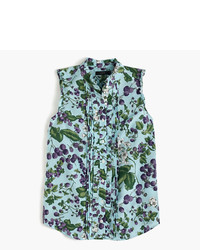 J.Crew Sleeveless Ruffle Button Up In Ratti Fruity Floral Print