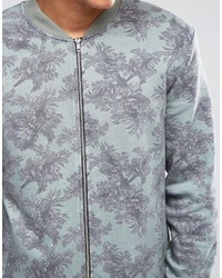 Asos Brand Floral Print Jersey Bomber Jacket