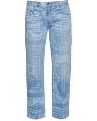 Light Blue Print Boyfriend Jeans