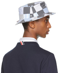 Thom Browne Grey Blue Patchwork Bucket Hat