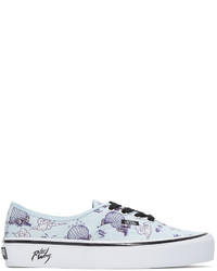 Light Blue Print Canvas Low Top Sneakers