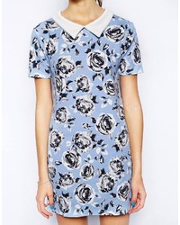 AX Paris Shift Dress With Collar In Rose Print