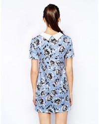 AX Paris Shift Dress With Collar In Rose Print