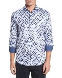 Bugatchi Shaped Fit Abstract Print Sport Shirt
