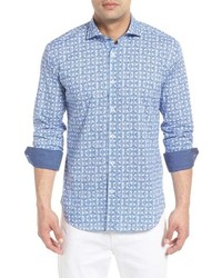 Bugatchi Shaped Fit Abstract Print Sport Shirt