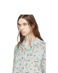 Gucci Blue Chambray Print Oversized Shirt