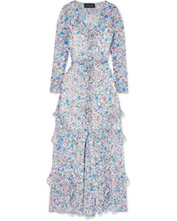 Light Blue Print Chiffon Maxi Dress
