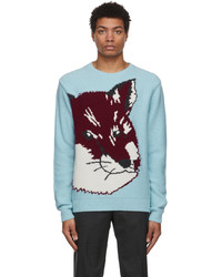 MAISON KITSUNÉ Blue Big Fox Head Jacquard Sweater
