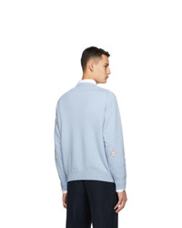 Drakes Blue Cashmere Intarsia Golf Sweater
