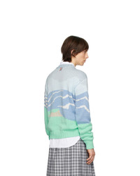 Thom Browne Blue Intarsia Lighthouse Sweater